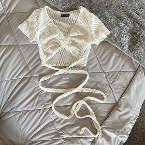 Urban outfitters white textured tried top